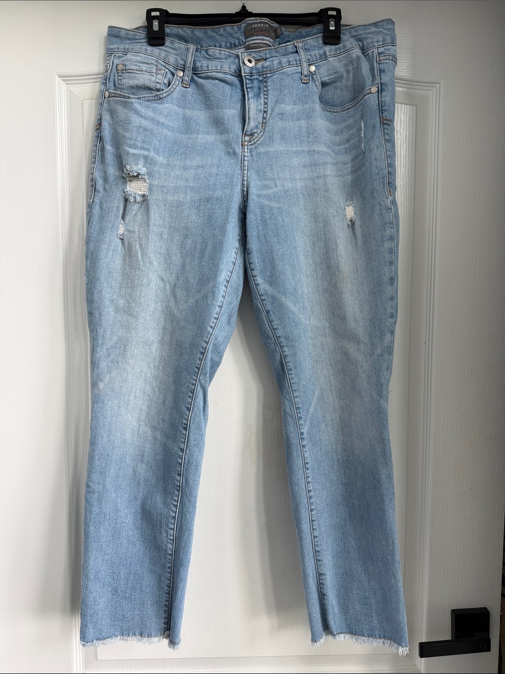 Torrid Light Wash Distressed Women’s Jeans - Cropped Boyfriend